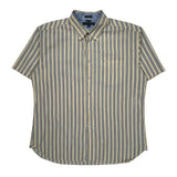 Tommy Hilfiger Striped Short Sleeve Shirt - XL Blue Cotton