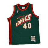 Age 14-16 Seattle Supersonics Mitchell & Ness #40 Kemp Jersey - Large Red Polyester