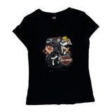 Looney Tunes Harley Davidson Cartoon T-Shirt - Small Black Cotton