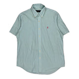 Ralph Lauren Striped Short Sleeve Shirt - Large White Cotton