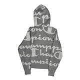 Reverse Weave Champion Spellout Hoodie - Small Gray Cotton