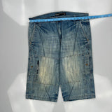 Private Member Hip Hop Denim Shorts - 34W 12L Light Wash Denim