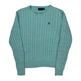 Polo By Ralph Lauren Cable Knit Sweater - Large Blue Cotton
