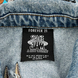 Space Jam A New Legacy Forever 21 Graphic Denim Jacket - Small Blue Denim