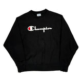 Reverse Weave Champion Spellout Sweatshirt - Large Black Cotton
