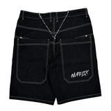 Unbranded Contrast Stitch Denim Shorts - 34W 11L Black Denim