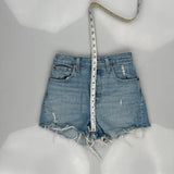 Levis Denim Shorts - 24W UK 4 Light Wash Cotton