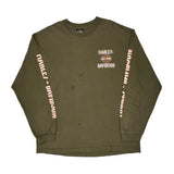 Harley Davidson Long Sleeve T-Shirt - XL Green Cotton