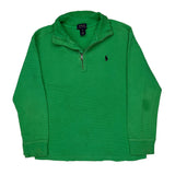 Age 10-12 Polo By Ralph Lauren 1/4 Zip - Medium Green Cotton Blend
