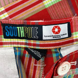 Southpole Checked Shorts - 36W 14L Red Polyester Blend