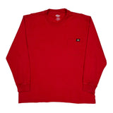 Dickies Long Sleeve T-Shirt - 2XL Red Cotton