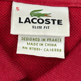 Lacoste Slim Fit Long Sleeve Polo Shirt - Large Red Cotton