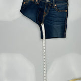 True Religion Denim Shorts - 28W UK 8 Dark Wash Cotton Blend