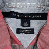 Tommy Hilfiger Checked Short Sleeve Shirt - Large Gray Cotton