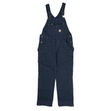 Relaxed Fit Carhartt Double Knee Overalls - Small Navy Cotton