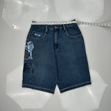 No Boundaries Graphic Denim Shorts - 30W 11L Dark Wash Cotton