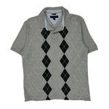Tommy Hilfiger Argyle Polo Shirt - Large Gray Cotton