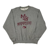 Made In USA Mississippi State Football Nike College Sweatshirt - 2XL Gray Cotton