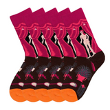 Anyfootwear 5 Pairs Size 5-9 Women Fashion Socks Combed Cotton Abstract Art Oil Painting Print Novelty Funny Colorful Crew Socks Casual Christmas Gift