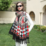 Anyyou 100% Pure Merino Wool Mix Color Poncho for Women Winter Large Scarf Pashmina Shawl Bandana Neck Wrap