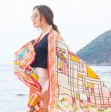 Anyyou 100% Mulberry Silk Orange Long Scarf for Women Luxury Beach Shawl Swimwear Cover-Up Pashmina Wrap Foulard