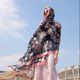 Anyyou 100% Mulberry Silk Black Long Scarf Luxury Brand Women Beach Shawl Wear Swimwear Pashimina Face Shield Foulard