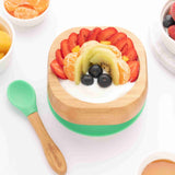 Bamboo Baby Suction Bowl and Spoon Set - Green
