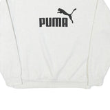 PUMA Mens White Cotton Blend Sweatshirt S Crew Neck Logo Print Casual