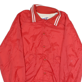 CLUB 21 Mens Red Nylon Button Jacket M Plain Retro Vintage Style