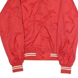 CLUB 21 Mens Red Nylon Button Jacket M Plain Retro Vintage Style