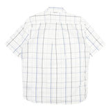 TOMMY HILFIGER Mens White & Blue Checked Shirt M Short Sleeve Button Down Cotton