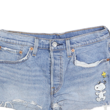 LEVI'S Womens Denim Blue Shorts XS W26 Distressed Cartoon Print
