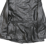 WILSON Womens Black Leather Button Jacket L Smooth Classic Stylish