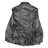 WILSON Womens Black Leather Button Jacket L Smooth Classic Stylish