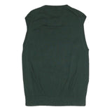 NAUTICA Mens Green Plain Pullover Jumper V-Neck Basic Knit M Cotton Blend