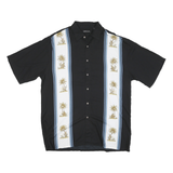 PIERRE CARDIN Mens Black & White Rayon Short Sleeve Shirt L Stylish Tropical