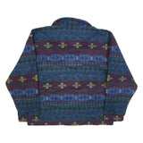 JJ OLIVER Mens Blue & Green Patterned Pullover V Neck Basic Knit L Fleece Jumper