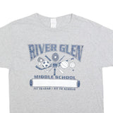 HANES Mens Grey River Glen School Graphic T-Shirt M Short Sleeve Crew Neck
