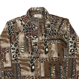 TEDDI Womens Brown Animal Print Zip Jacket L Polyester Blend Casual Outerwear