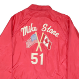 BIRDIE Mens Red Button Polyester Jacket M Coach Style Embroidered Flags Design