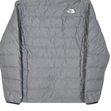 THE NORTH FACE Mens Grey Hoodie Jacket M Polyester Blend Quilted Outdoor Warm
