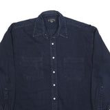 CAMBRIDGE CLASSICS Mens Navy Blue Shirt L Cotton Blend Casual Button Down