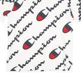 CHAMPION Mens White Black & Red Logo Graphic T-Shirt XL Short Sleeve Crew Neck