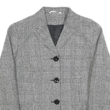 LUCIA Womens Black & White Check Button Jacket M Woven Classic Tailored Casual