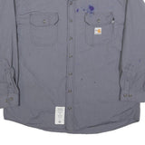 CARHARTT Mens Grey Work Shirt 2XL Cotton Blend Long Sleeve Button Closure