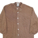 MONSIEUR EXCLUSIVE Mens Brown & Beige Check Shirt Long Sleeve Button Neck M