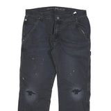 DICKIES Mens Cotton Blend Black Regular Straight Trousers W34 L27 Workwear Zip