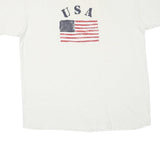 PRO SPORT Mens White USA Flag Graphic T-Shirt L Short Sleeve Crew Neck Cotton