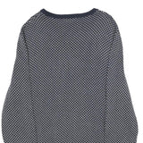 NAUTICA Mens Navy & White Patterned Cotton Jumper V Neck Basic Knit L