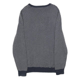 NAUTICA Mens Navy & White Patterned Cotton Jumper V Neck Basic Knit L